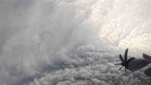 Incredible view of a C-130 Hurricane Hunter flying into Hurricane Melissa. | Glenn Dettwiler