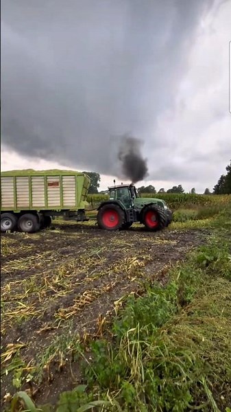 German Farming: Tractor Pulling Silage Trailer in Mud 🚜🌽 #Landwirtschaft #Farming