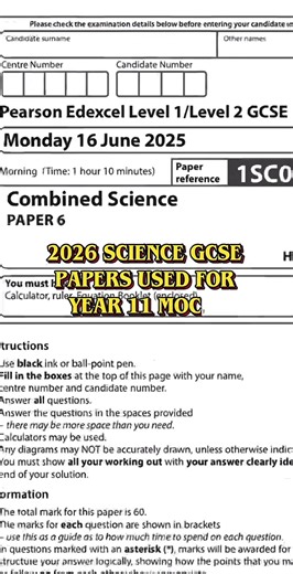 GCSE science papers tha will be used in your 2026 mocks #fyp #year11 #mocks2026 #gcsescience #physics
