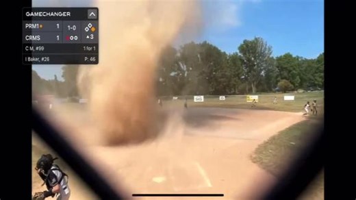 Little league game interrupted by huge dust devil