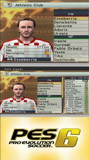 Athletic Club Full Squad in Pro Evolution Soccer 6 (PES 6) / Winning Eleven 10 –Team & Player Stats