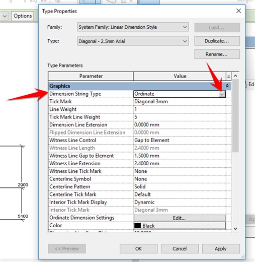 Editing a system family - Linear dimension with vertical txt