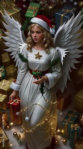 Christmas Angel Flipbook Animation. Generated Image. A flipbook animation of a Christmas angel with many holiday elements. The angel is a fictitious person. Stock Video