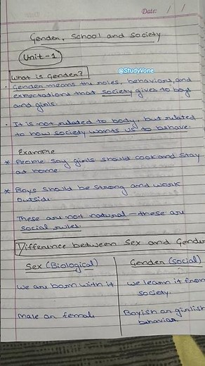 Gender, School and Society Unit 1 | B.Ed Handwritten Notes #bednotes #gender #genderschoolandsociety