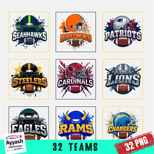3D 32 NFL Football Helmet Clipart Png Bundle, Custom Football Mascot Png Design, ,game Day, Football MOM Png Design Tshirt Mug, - Etsy