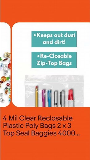 4 Mil Clear Reclosable Plastic Poly Bags 2" x 3" Top Seal Baggies 4000 Packs