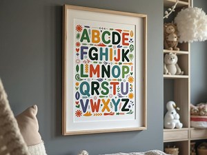 Boho Alphabet Poster, Funky Retro ABC Printable, Kids Educational Wall Art, Nursery Decor, Digital Download - Etsy