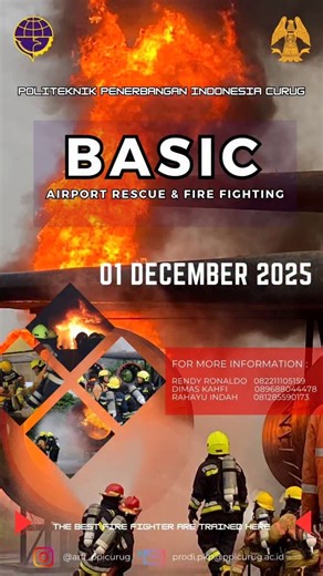 Arff Curug on Instagram: "Basic Airport Rescue and Fire Fighting Course 📌 Batch 60 🗓 1 December 2025 📍 Politeknik Penerbangan Indonesia Curug See you there !!🔥"