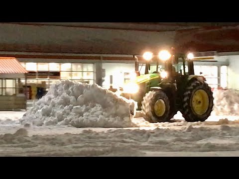 Snow Removal John Deere Plowing Heavy Snow