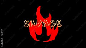 Yellow animated SAVAGE text with flashing effects and background Stock Video