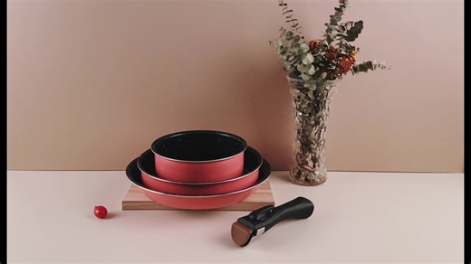 Induction Frying Pan Set Removable Ergonomic Interchangeable Handle Gas Grill Wok Pan Cookware Sets Induction Durable Metal