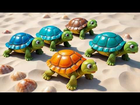 Five Little Turtles Crawl Crawl Crawl | Slow & Fast Turtle Song for Kids