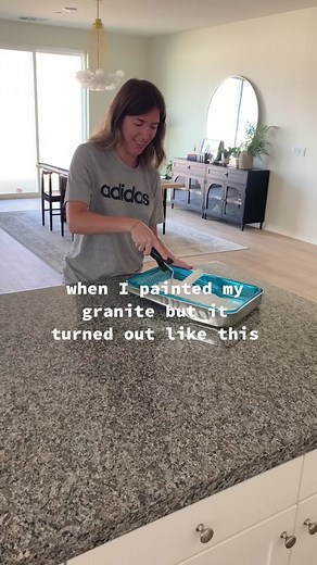 Subtle but perfect 🥹 #paintedcounters #diykitchen #epoxycounters #fauxmarble