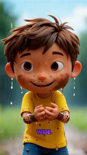 Pure Joy: Cartoon Boys Splashing in Muddy Puddles