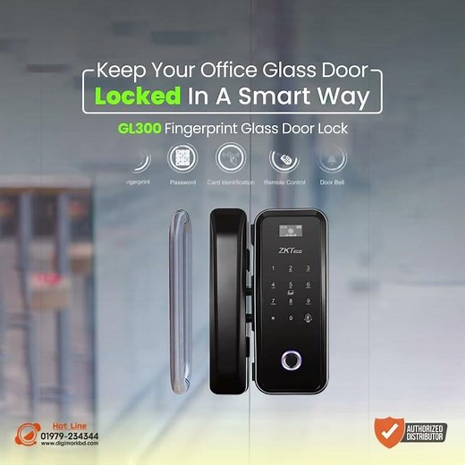 Keep Your Office Area safe with ZKTeco Gl-300 Smart Glass Door Lock