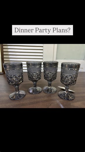 This beautiful smoky carnival glass drinkware would make a fun addition to your holiday plans! We love the elegance they give - don’t you? Stop in to get them before they’re gone! #renewedvintagemarket #utahvintage #vintageshop #utahcountyshopping #shopsmall #shoplocal #utahsmallbusiness #americanfork | Renewed Vintage Market