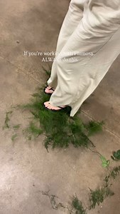 💐FLORIST TIP: Sometimes you’ve gotta channel your inner grape stomper and STOMP THAT PLUMOSA! 🍇🦶 ⠀ If you’ve ever worked with fresh plumosa fern, you already know, it’s wild, wiry, and comes with more tangles than a toddler’s hair after nap time. Oh, and did I mention the tiny thorns that love to stab you when you least expect it? 😩 ⠀ Stepping on it (yes, literally) helps soften the stems, create better movement for your floral arrangements, and slightly reduce your chances of getting stabbe