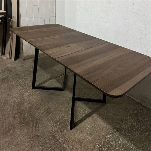 Walnut Extendable Dining Table, Wood and Metal, Brown Black Gift - Etsy