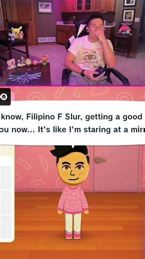 Self-aware Mii clocking me (or himself????) 5 minutes into Tomodachi Life Living the Dream! #gaming