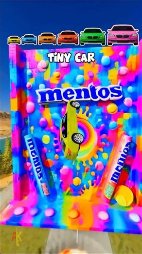 Big & Small Cars vs Mentos Wall Portal! 🤯 #shorts #beamngdrive
