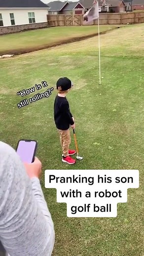 Hilarious Robot Golf Ball Prank on Son
