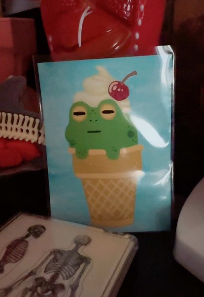 Watercolor Background Frog ACEO with Acrylic Markers - Small Painting