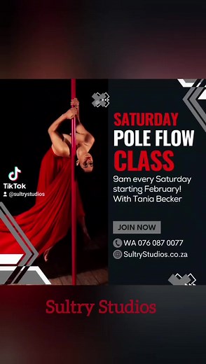 Little teaser for our new Saturday Morning Pole Flow class! Starts next week- hope you can join us. All levels welcome- no prior experience or fitness requirements. ❤️ WA 076 087 0077 #polefitness #poledancing #poledance #flexibility #poleclasses #poleflow #sultrystudios | Sultry Studios | Facebook