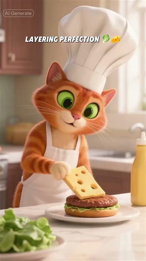 Cat Cooking Burger 🍔🤤 #shorts #youtubeshorts #shortvideo