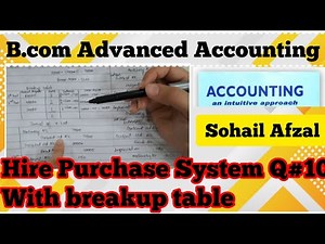 Bcom Advanced Accounting Hire Purchase System Q#10 Sohail Afzal Book | Hire Purchase Bcom Accounting