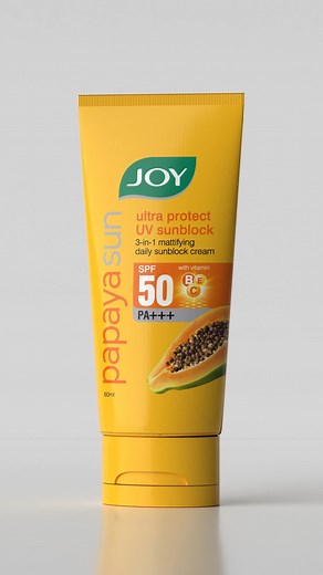 Protect your glow with Joy’s Papaya Sunscreen SPF 50 PA ! ☀ No white cast 🍃 Lightweight and non-sticky ✨ Enriched with Vitamins B, C & E for brighter skin Stay sun-safe and radiant every day! | Joy Personal Care Nepal