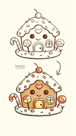 How To Color Gingerbread House #gingerbreadillustration #cutedrawing #coloringbook #christmasdraw