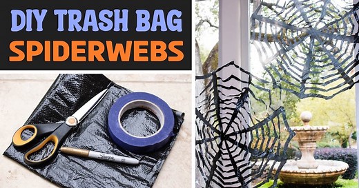 DIY Trash Bag Spiderwebs (Cheap & Easy Halloween Decor)