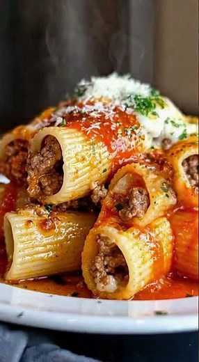 Beef Stuffed Rigatoni with Cheese