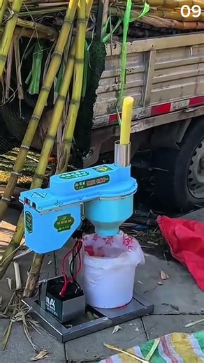 The process of grinding sugar cane with a machine
