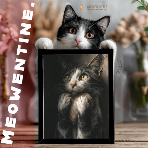 Romantic Cat With Heart Portrait - Vintage Valentine Wall Art, Moody Love Illustration, Cozy Cat Decor, Printable Digital Download 355 - Etsy