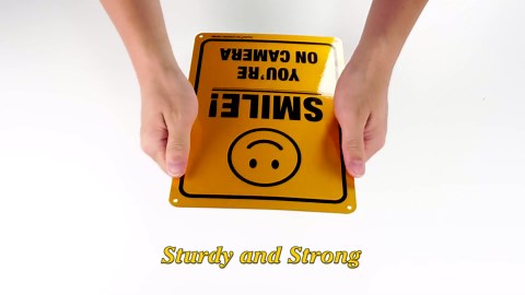 (3 Pack) Smile You're On Camera Video Surveillance Sign - 10 x7 Inches .040 Rust Free Heavy Duty Aluminum - Indoor or Outdoor Use for Home Business CCTV Security Camera,UV Protected & Reflective