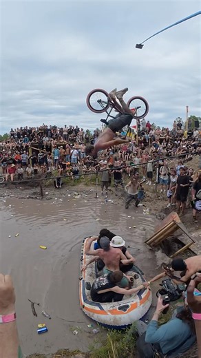 He Flipped Over the Boat! @florideahswampfest6036 #shorts #viral #bmx #stunt #funny #bike