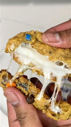 Monster S’mores Stuffed Cookies… Wait for It 🤯🍪 #Shorts #cookies #dessert #viral