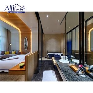 [Hot Item] 5 Star Modern Luxury Hospitality Hotel Solid Wood Bed Frame Bedroom Set Furniture Package