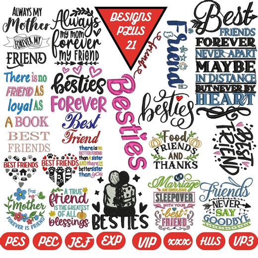 Friends Machine Embroidery Design Bundle Best Friends Design Embroidery Friends Frame Embroidery Friends Forever Design Friends Font File - Etsy