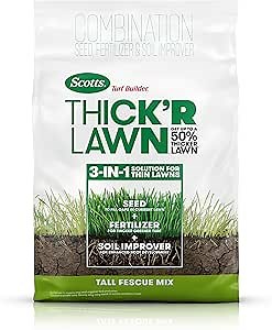 Scotts Turf Builder THICK'R LAWN Grass Seed, Fertilizer, and Soil Improver for Tall Fescue, 4,000 sq. ft., 40 lbs.