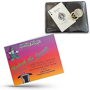 Ted's Sterling Magic Lethal Tender Card and Coin Trick Set, Astounding, Self-Working, Precision Made Magic with a Bicentennial Half Dollar Coin (Blue Back Card, Shell Style Coin)