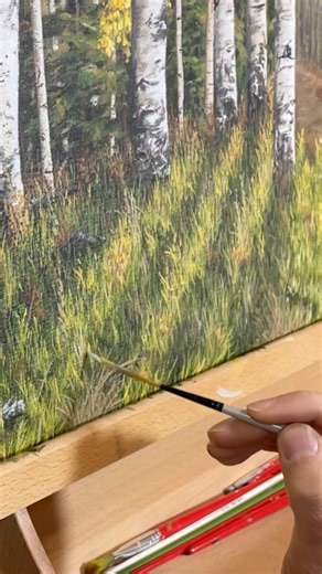 Acrylic Painting Aspen Meadow 🌿 #art #painting #artist #shorts #tutorial