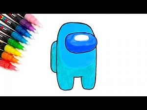 How To Draw a blue Among Us Character painting among us art