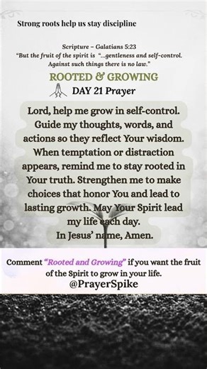 Rooted & Growing: Rooted in Self-Control(Day 21 Prayer) #newseries #prayer #stayconnected