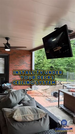 Turn the space under your deck into the best seat in the house. 👀✨ A mounted TV on the under-deck ceiling = instant outdoor living room vibes. Game nights, movie marathons, summer parties, rain or shine. If you’re already outside, you might as well go all in. 📈 👉 Follow @maxidecksprotection for more under-deck ceiling ideas! #patiodesign #underdeck #deckbuilding #deckdesign #homeimprovement #maxidecksprotection #underdecksystem #underdeckceiling #underdeckdrainage #underdeckideas #underdeckin
