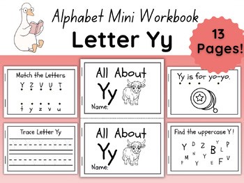 Letter Y Mini Book | Alphabet Worksheets for Preschool & Kindergarten | 13 Pages
