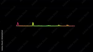 Animated Lines Audio Spectrum Music Visualizer, Audio spectrum music lines Animation, Line digital sound wave equalizer, Audio waveform in multicolor.