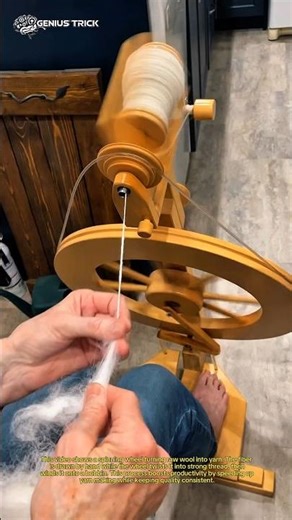 Watch Raw Wool Turn Into Yarn in Seconds! 🧶 | Satisfying Spinning Wheel Process