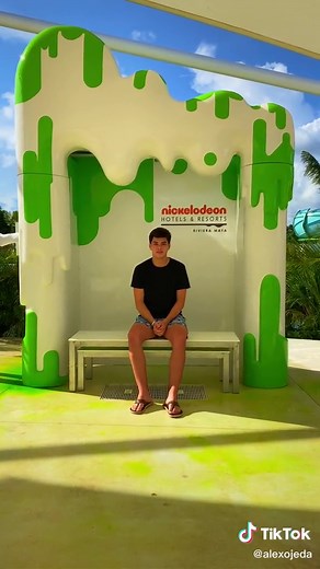 Getting slimed at #NickResortRivieraMaya 🟩 Would you do this? #slime #travel #waterpark